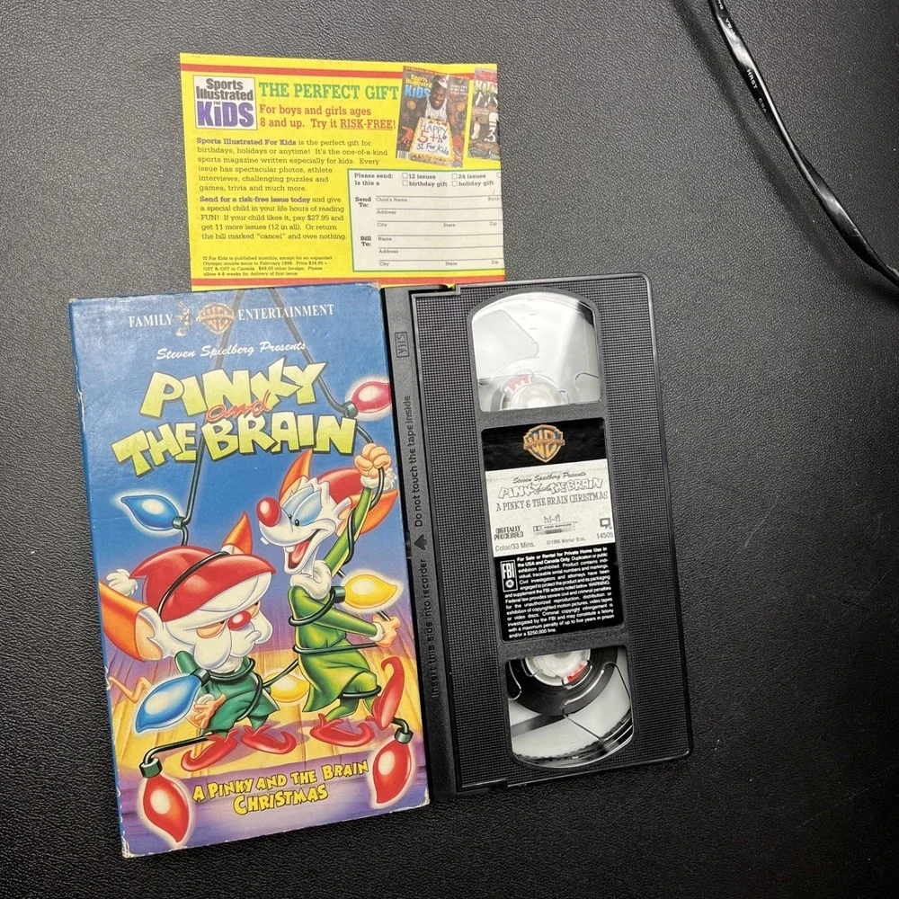 A PINKY AND THE BRAIN CHRISTMAS VHS Tape 1996 Cartoon Animation - Tested